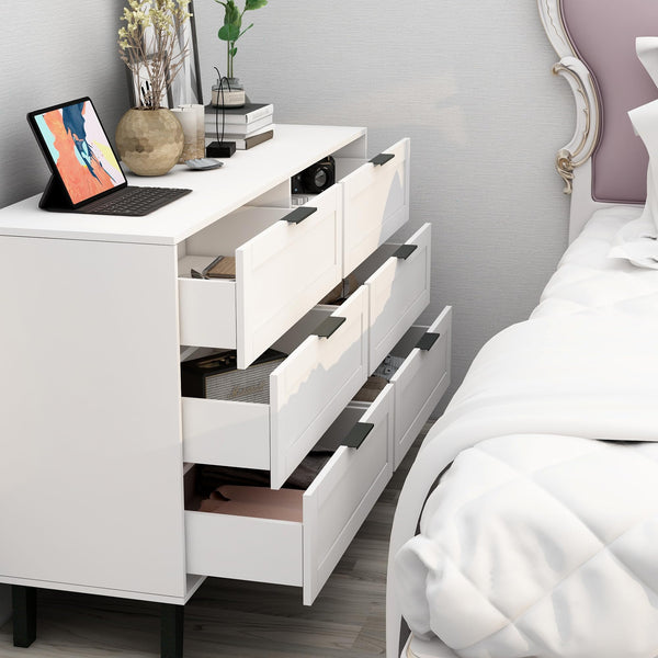 Modern Wooden Dresser with 6 Drawers – Bedroom & Living Room Storage