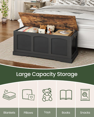 Storage Chest Bench with Lift Lid and Safety Hinge