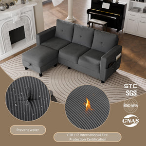 L-Shaped Sectional Sofa with Ottoman & Storage