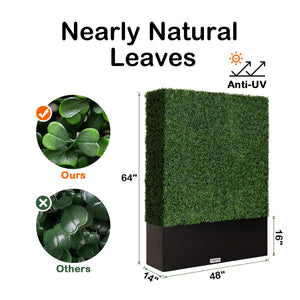 Artificial Boxwood Hedge Wall Privacy Panel with Steel Planter Box
