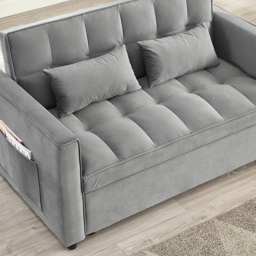 Convertible Loveseat Sofa Bed with USB Charging & Side Table