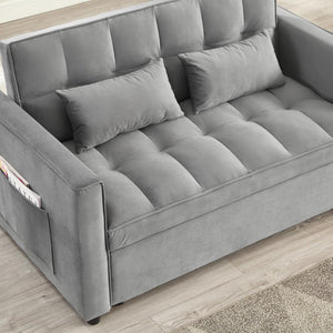 Convertible Loveseat Sofa Bed with USB Charging & Side Table