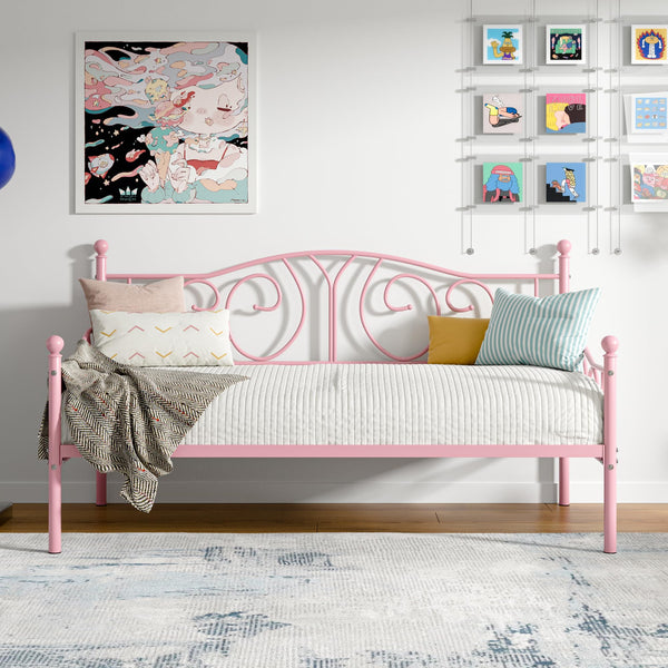 Twin Metal Daybed Frame with Classic Headboard