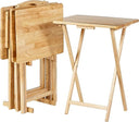 Portable Foldable TV Tray Table Set with Storage Rack – 4-Pack