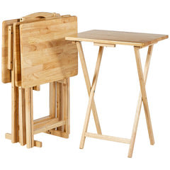 Foldable TV Dinner Tray Tables with Storage Rack, Set of 4