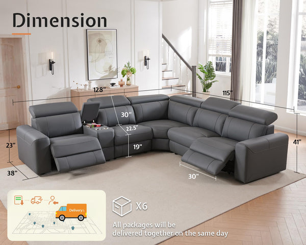 Electric Reclining Sectional Sofa with Console