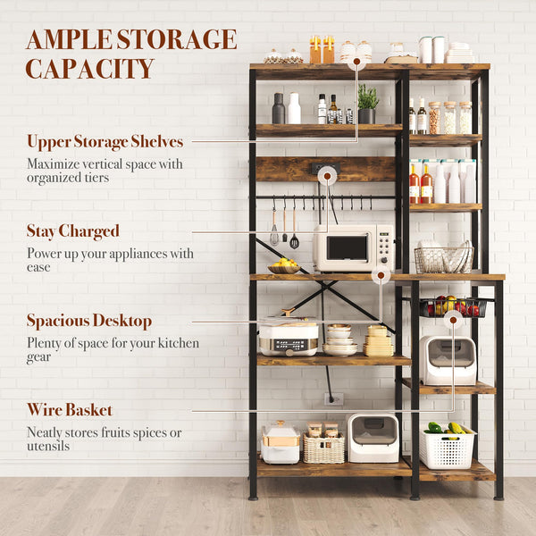 6-Tier Kitchen Baker's Rack with Power Outlet