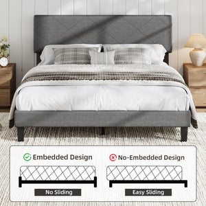 Upholstered Bed Frame with Diamond Quilted Headboard