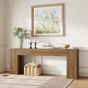 79-Inch Farmhouse Console Table with Wooden Double Base