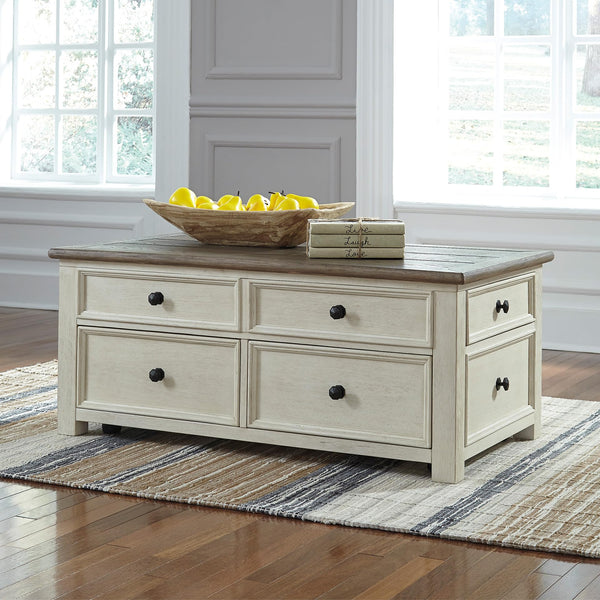 Lift-Top Coffee Table with Storage – Rustic Farmhouse Two-Tone