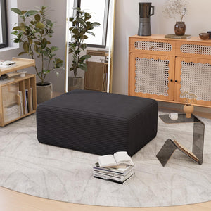 Oversized Corduroy Ottoman Rectangle Pouf with 28D Foam