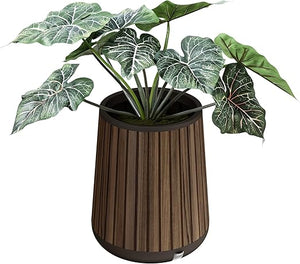 Self-Watering Resin Planter with Wood Look Finish