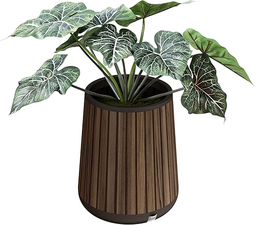Self-Watering Resin Planter with Wood Look Finish