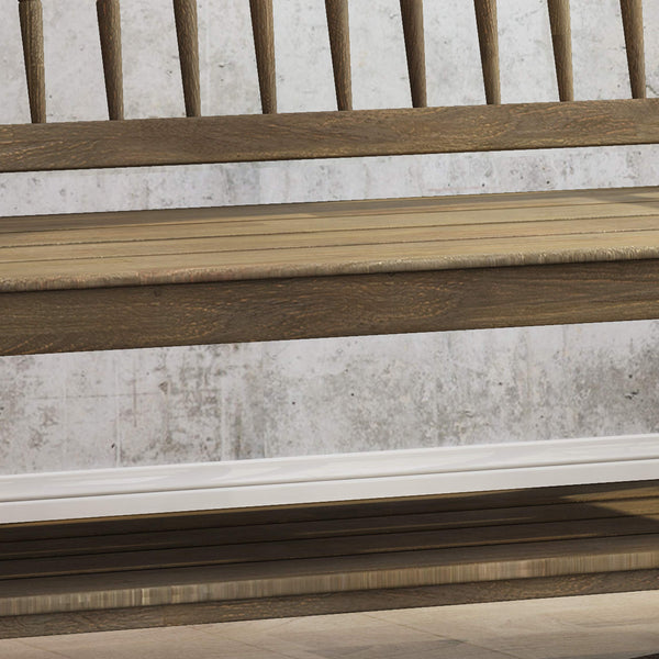 Farmhouse Acacia Wood Bench with Shelf – Gray