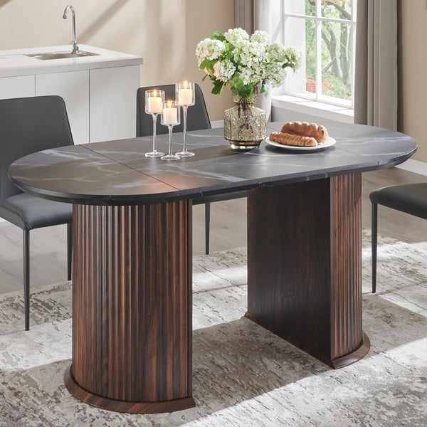 63-Inch Fluted Oval Dining Table for 4–6