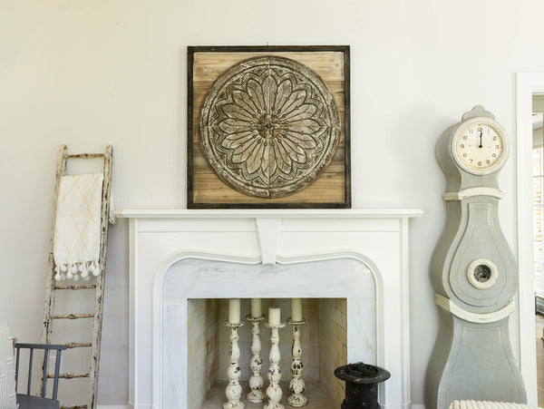 Distressed Grey Wood Grandfather Wall Clock