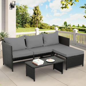 3-Piece Outdoor PE Rattan Patio Conversation Set