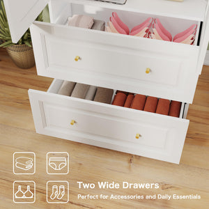 White Wardrobe Closet with Drawers, Hanging Rod & Shelves