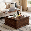 Lift-Top Coffee Table with Hidden Storage & Diagonal Pattern