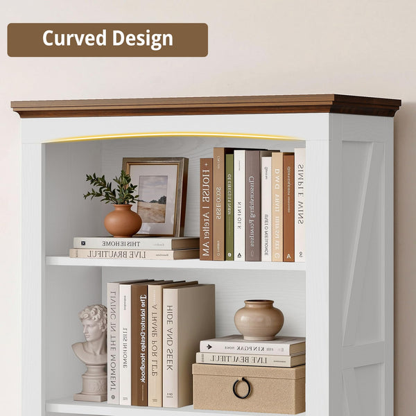 3-Tier Farmhouse Bookshelf, 43" Tall Wide Floor Standing Bookcase
