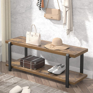 Entryway Bench with Shoe Storage, Industrial Style, 47"