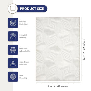 Neutral Cream Area Rug – Half-Moon Design