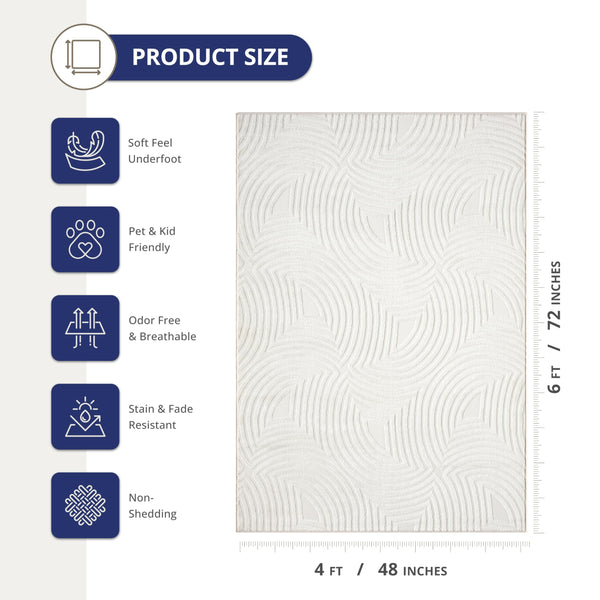 Neutral Cream Area Rug – Half-Moon Design