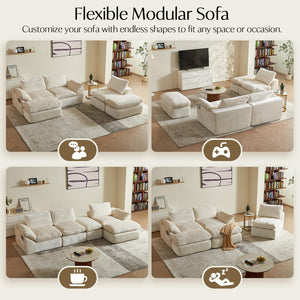 U-Shaped Modular Sectional Sofa – Deep Seat Cloud Couch
