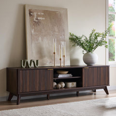 70" Mid-Century Modern Fluted TV Stand with Storage