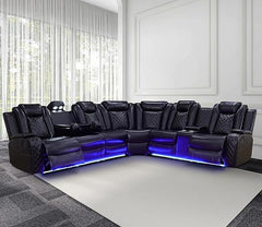 Power Recliner Sectional Sofa with LED Lights