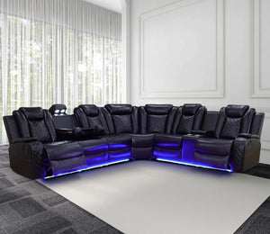 Power Recliner Sectional Sofa with LED Lights