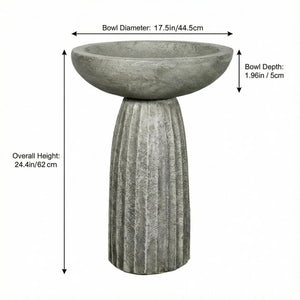 Concrete Pedestal Bird Bath with Textured Base