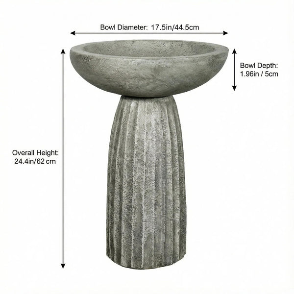 Concrete Pedestal Bird Bath with Textured Base
