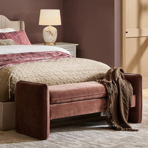 57.5" Chenille Upholstered Bedroom Bench