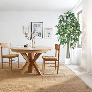 6 ft Artificial Ficus Tree with White Planter