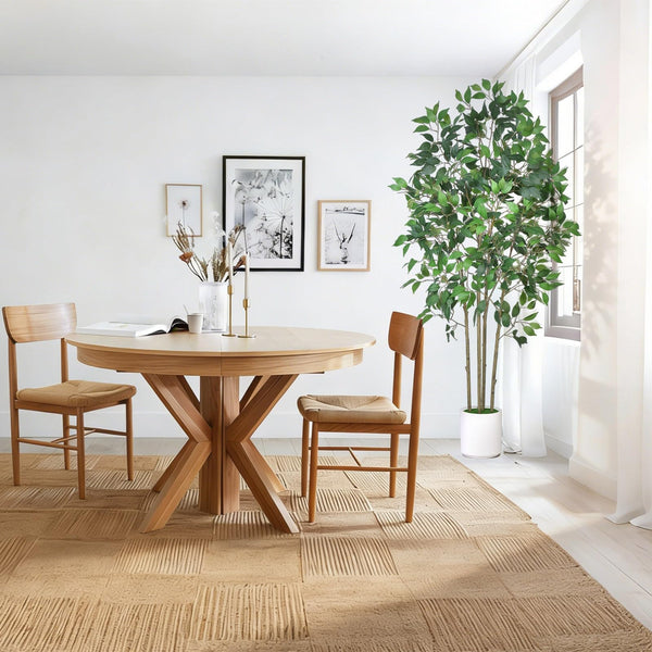 6 ft Artificial Ficus Tree with White Planter