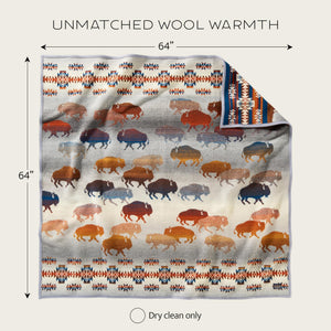 Jacquard Wool Throw Blanket 64x64 – Reversible, All-Season