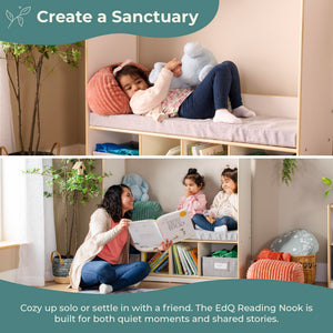 Kids Reading Nook with Storage Bench, Cubbies & Fabric Bins