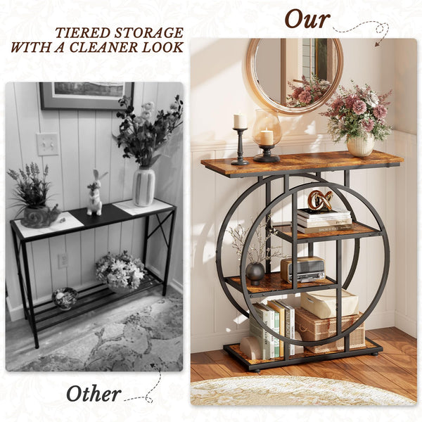 Narrow Console Table with Storage Shelves, 31.5"