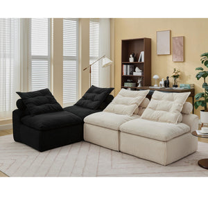 Modular Sectional Sofa with Corduroy Upholstery & Lumbar Pillows