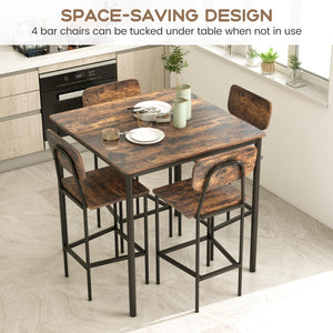 5-Piece Counter Height Dining Table Set with 4 Bar Stools