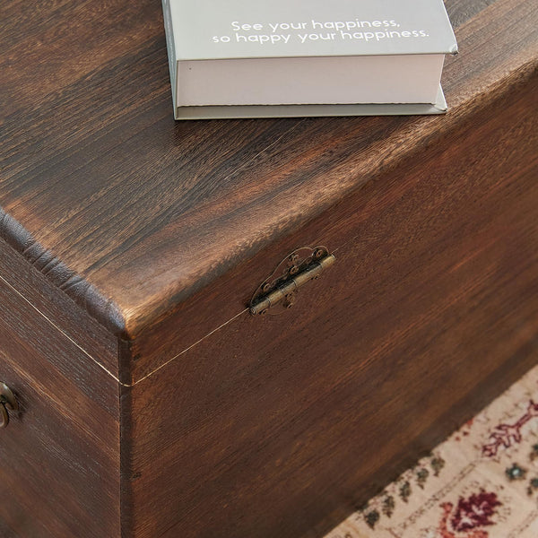 Wooden Storage Chest with Hinged Lid