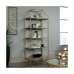 5-Shelf Bookcase with Satin Gold Finish
