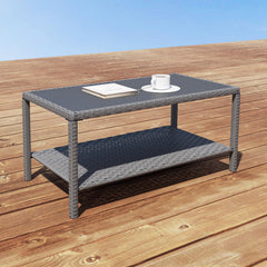 Outdoor Wicker Coffee Table with Glass Top
