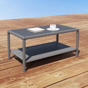 Outdoor Wicker Coffee Table with Glass Top