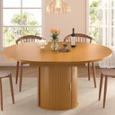 Extendable Round to Oval Dining Table with Storage Cabinet