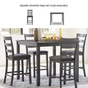 6-Piece Dining Table Set with Bench and Ladderback Chairs