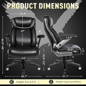 650 lbs Big and Tall Office Chair with Pop-Out Lumbar Support