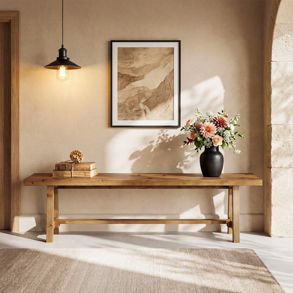 Solid Wood Entryway Bench 63"