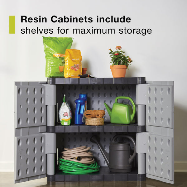 Freestanding Resin Storage Cabinet with Lockable Doors and Shelves